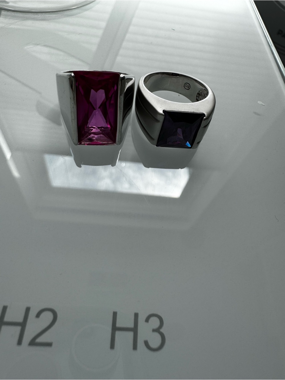 Bold Rectangular Gem Statement Rings - Pink & Purple - Picture 2 of 7